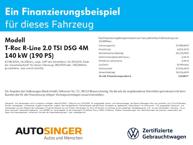 Volkswagen T-Roc 2.0 TSI DSG IQ.Drive R-Line