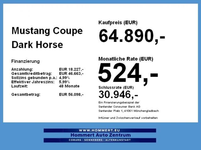 Ford Mustang Coupe Dark Horse 5.0l NAVI*IACC*B&O*SBL