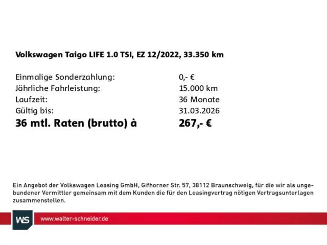 Volkswagen Taigo 1.0 TSI Life