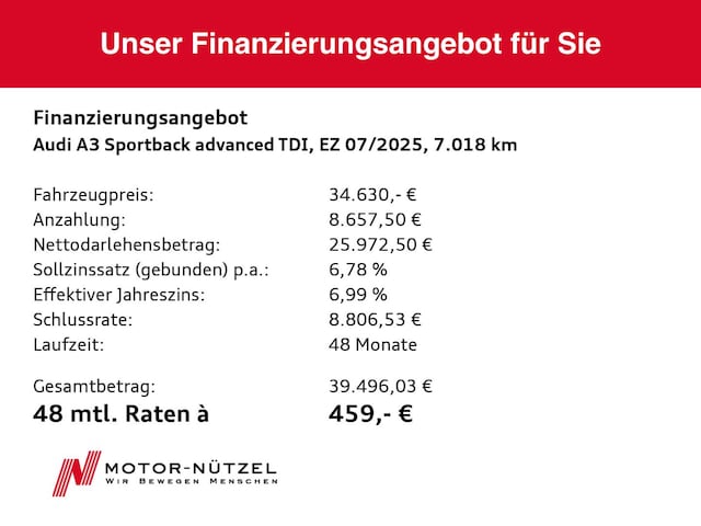 Audi A3 30 TDI Sportback