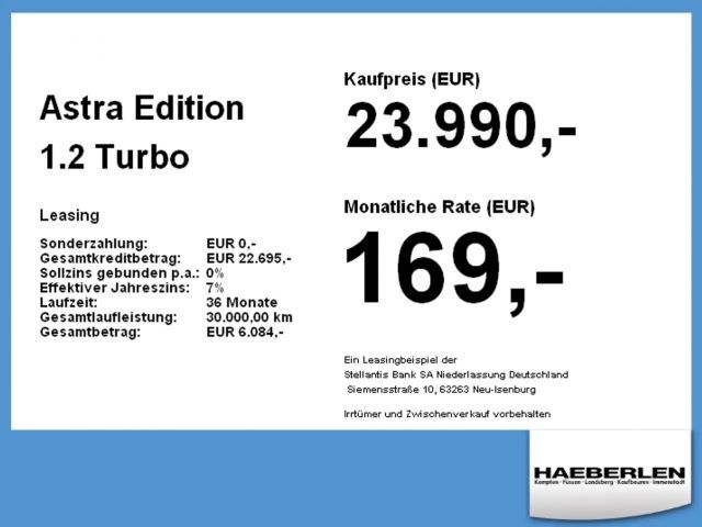 Opel Astra 1.2 Turbo Edition Turbo