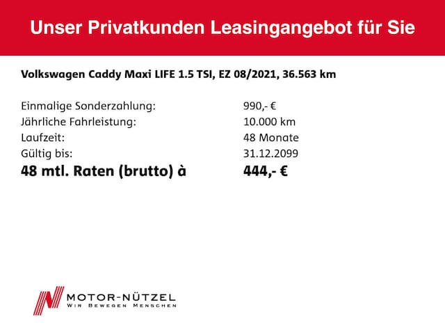 Volkswagen Caddy 1.5 TSI Life Maxi