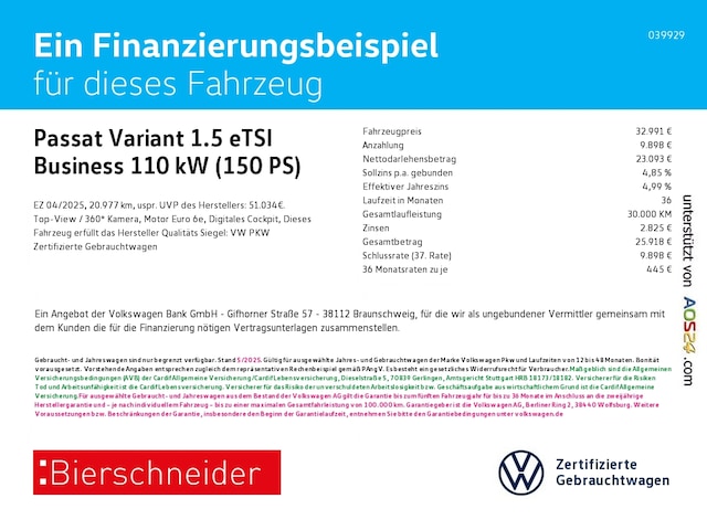 Volkswagen Passat 1.5 eTSI Business DSG Variant