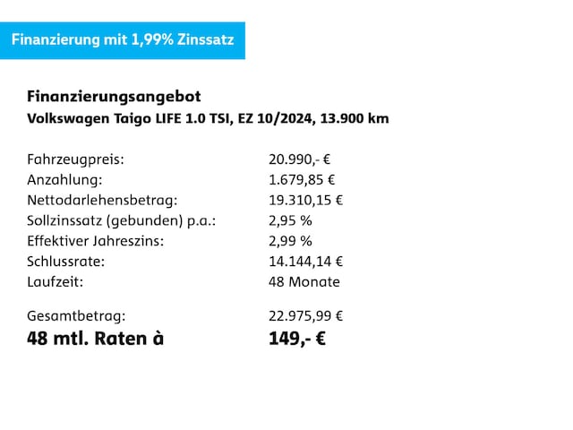 Volkswagen Taigo 1.0 TSI Life Move