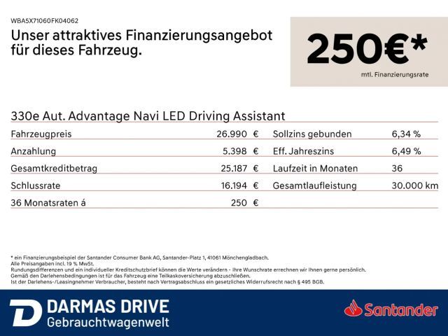 BMW 330 330e Advantage pakket Sedan