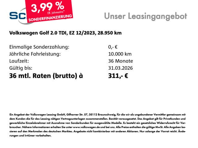 Volkswagen Golf 2.0 TDI DSG Golf VIII Life