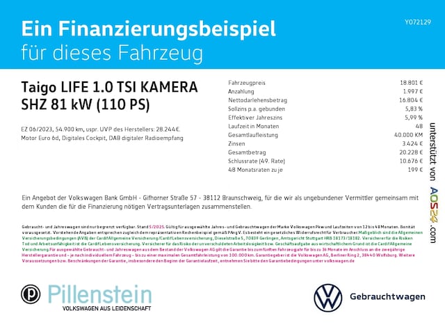 Volkswagen Taigo 1.0 TSI Life