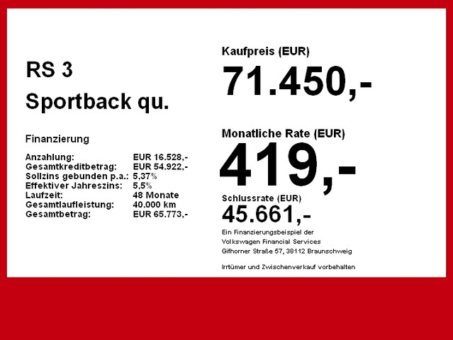 Audi RS3 Quattro S-Tronic Sportback