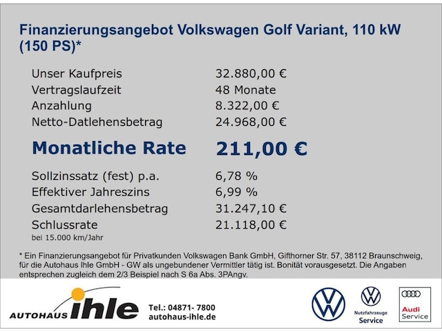 Volkswagen Golf DSG Golf VIII Style Variant
