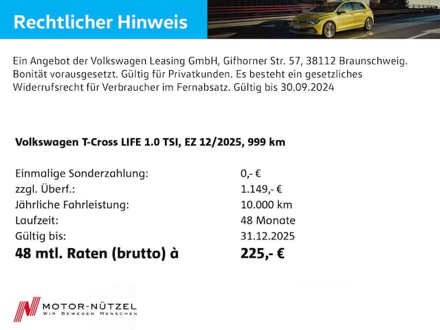 Volkswagen T-Cross DSG Life