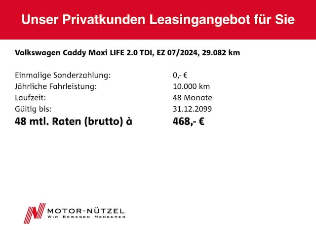 Volkswagen Caddy 2.0 TDI DSG Life Maxi