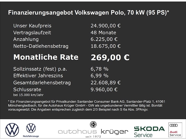 Volkswagen Polo 1,0 TSI GOAL 5-Gang Digitales Cockpit LED Klimaautom.