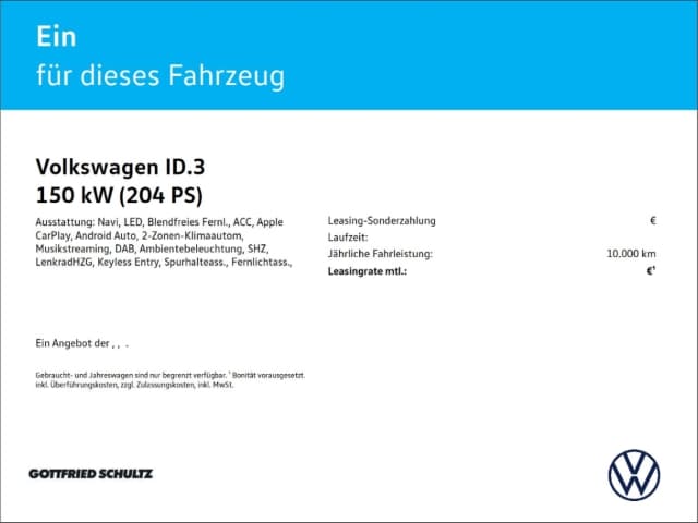 Volkswagen ID.3 58 KWh Performance Pro