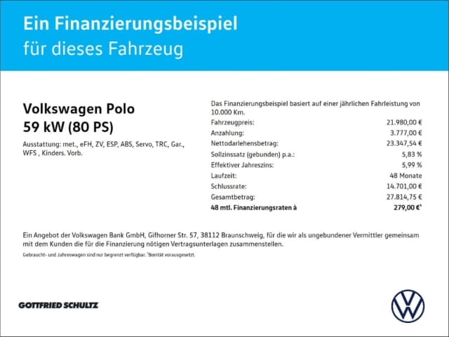Volkswagen Polo Polo GOAL 1.0 Kurzzulassung NAVI APP CONNECT KAMER