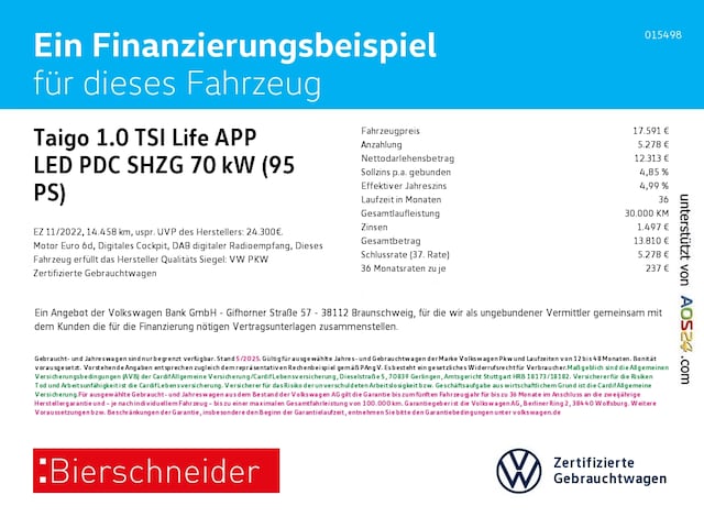 Volkswagen Taigo 1.0 TSI Life