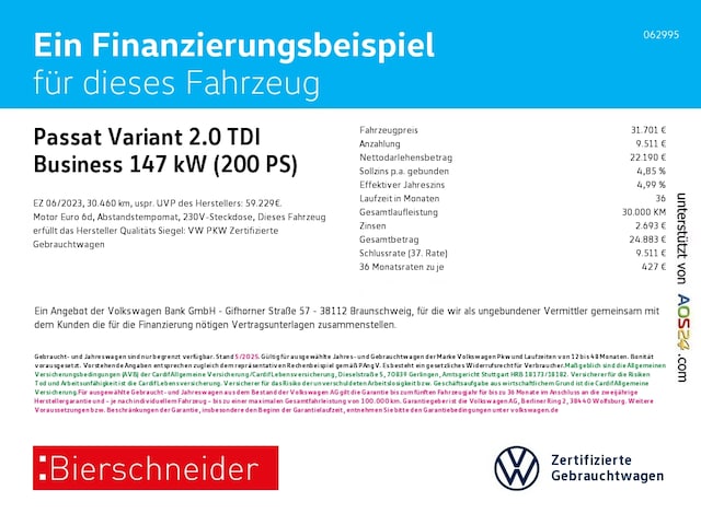 Volkswagen Passat 2.0 TDI Business DSG Variant