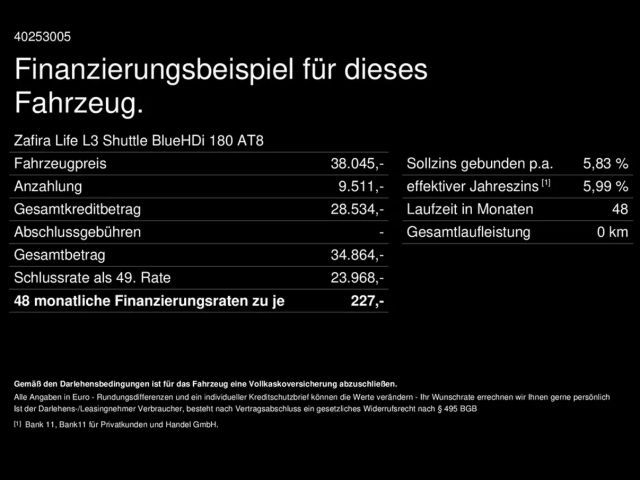 Opel Zafira Life L3 2.0 Diesel Aut.|9-S|NAVI|SHZ|KAM