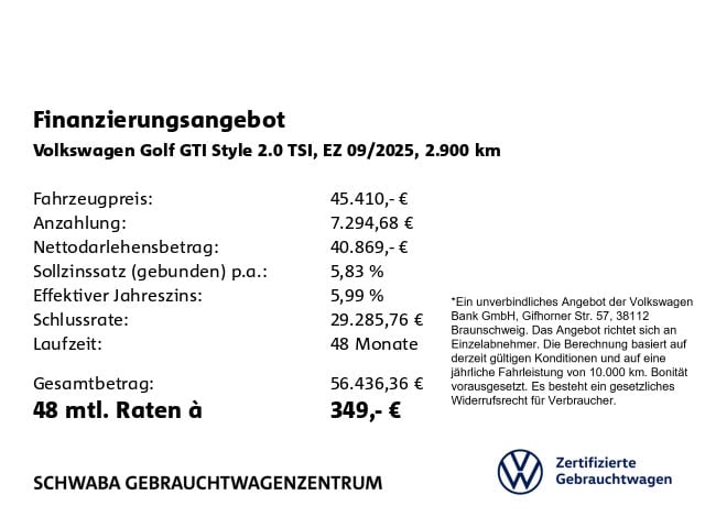 Volkswagen Golf 2.0 TSI GTI Style