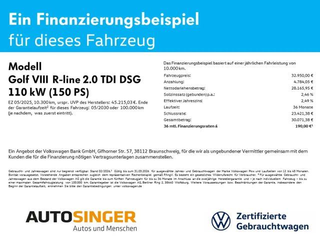 Volkswagen Golf 2.0 TDI DSG Golf VIII R-Line