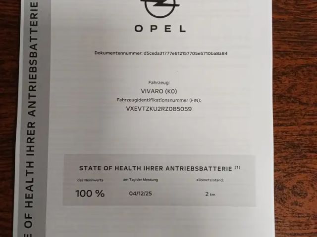 Opel Vivaro-e Lang (75-kWh) 100 % Akkuleistung mit Zertifikat