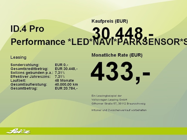 Volkswagen ID.4 *LED*NAVI*PARKSENSOR*SITZH*APPCON*