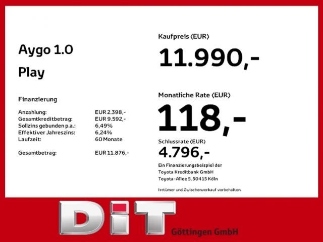Toyota Aygo 1.0 VVT-i Play
