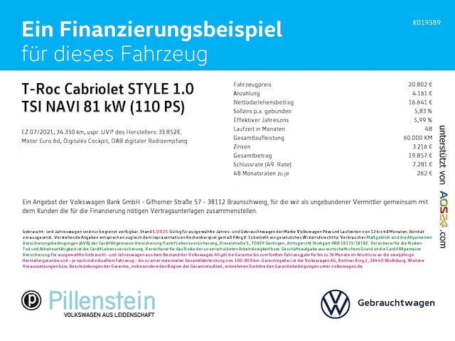 Volkswagen T-Roc 1.0 TSI Cabriolet Style