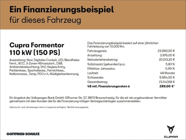 Cupra Formentor 2.0 TDI Navigation Einparkhilfe