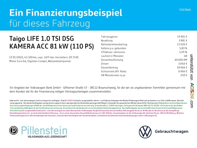 Volkswagen Taigo 1.0 TSI DSG Life