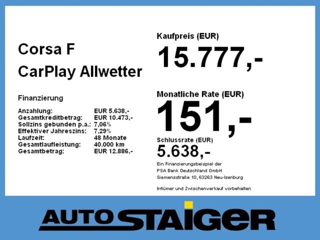 Opel Corsa F CarPlay Allwetter SHZ PDC Tempomat Klima