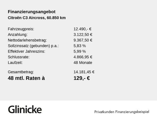 Citroën C3 Aircross Kamera Kälte Paket ACC PDC Bluetooth