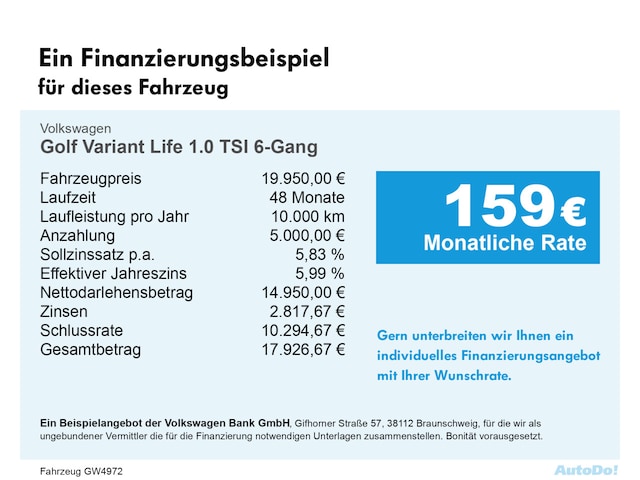 Volkswagen Golf 1.0 TSI Life Variant