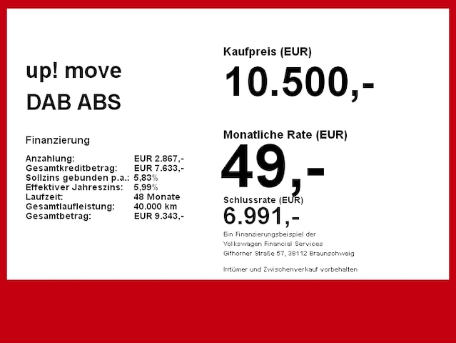 Volkswagen up! DAB ABS USB