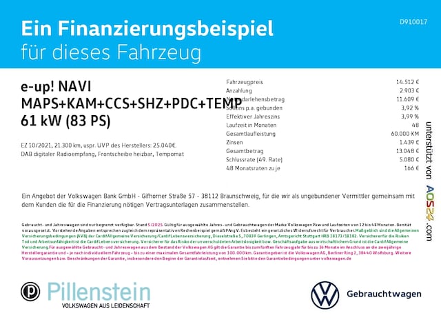 Volkswagen e-up! e-up! NAVI MAPS+KAM+CCS+SHZ+PDC+TEMP