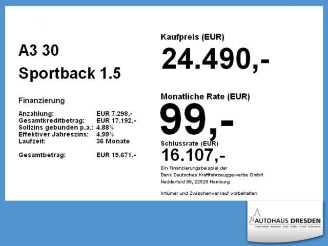 Audi A3 1.5 TFSI Sedan Sportback