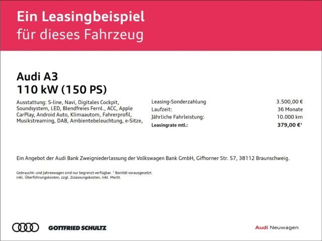 Audi A3 35 TFSI S-Line Sedan Sportback