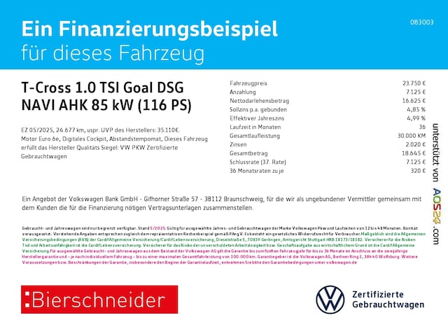 Volkswagen T-Cross 1.0 TSI DSG