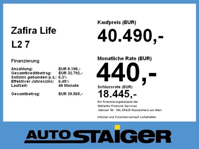 Opel Zafira Life L2 7 Sitzer AHK+Navi+SHZ+2xKlima