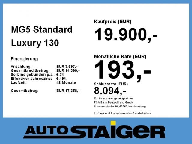 MG MG5 Luxury Standard range