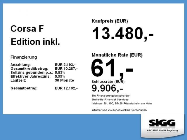 Opel Corsa Edition F Edition