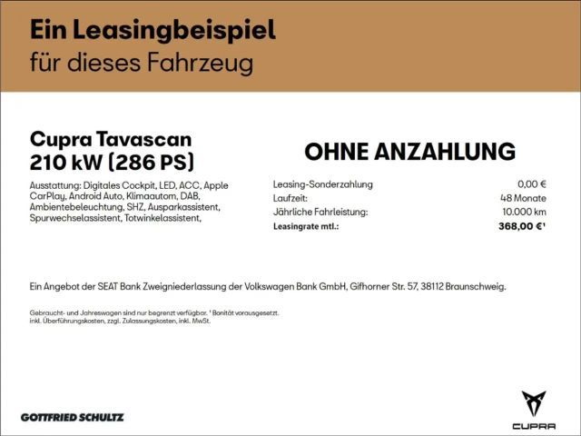 Cupra Tavascan ENDUCUPRA 368 EURO BRUTTO 210 kW MATRIX NAVI KAMER