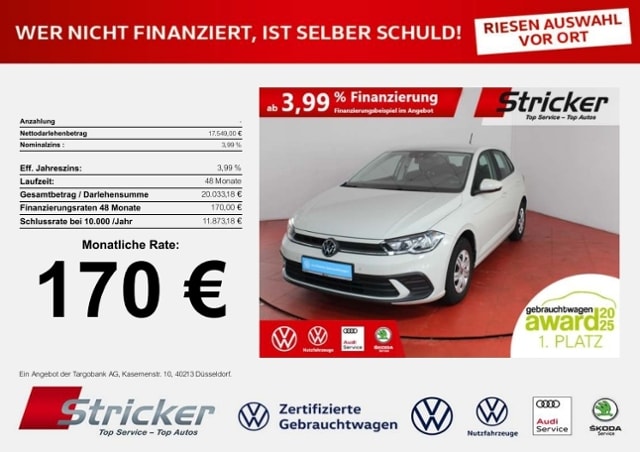 Volkswagen Polo 1.0 170,-ohne Anzahlung App-Connect
