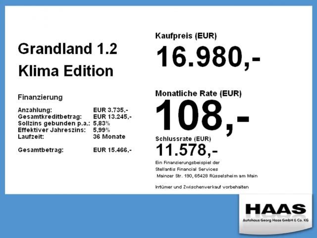 Opel Grandland X 1.2 Klima Navi, Kamera, Sitzheizung