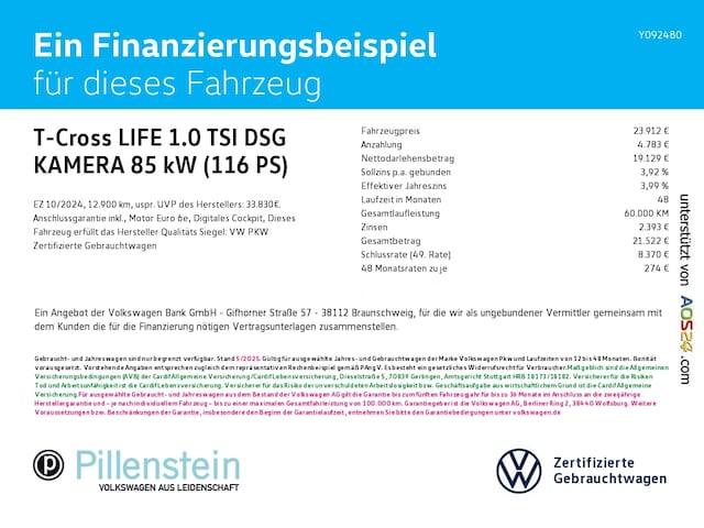 Volkswagen T-Cross 1.0 TSI DSG Life