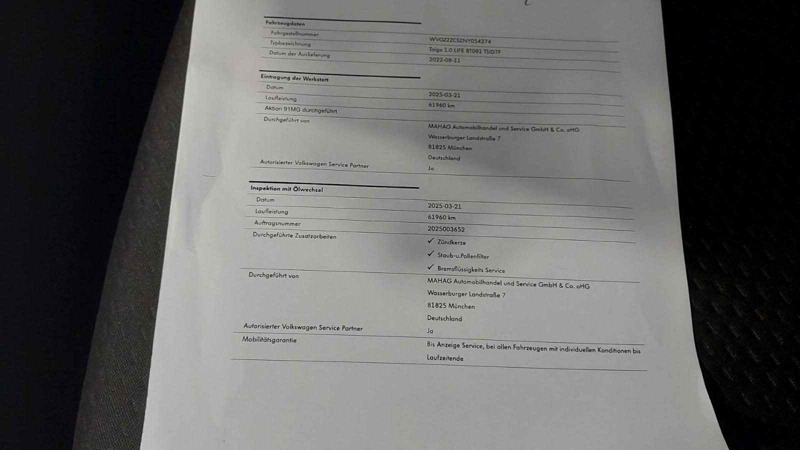 Volkswagen Taigo 1.0 TSI DSG Life