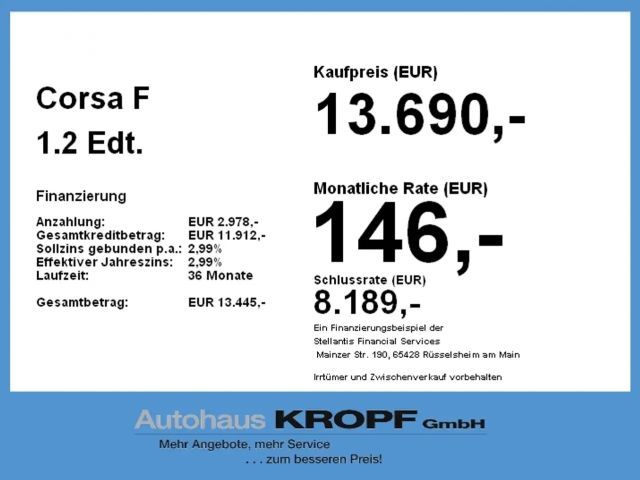 Opel Corsa F 1.2 Edt. Fin ab 2,99% Navi+SHZ+Kam.+PDC