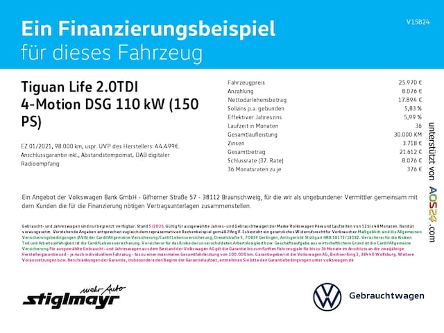 Volkswagen Tiguan 2.0 TDI 4Motion DSG Life