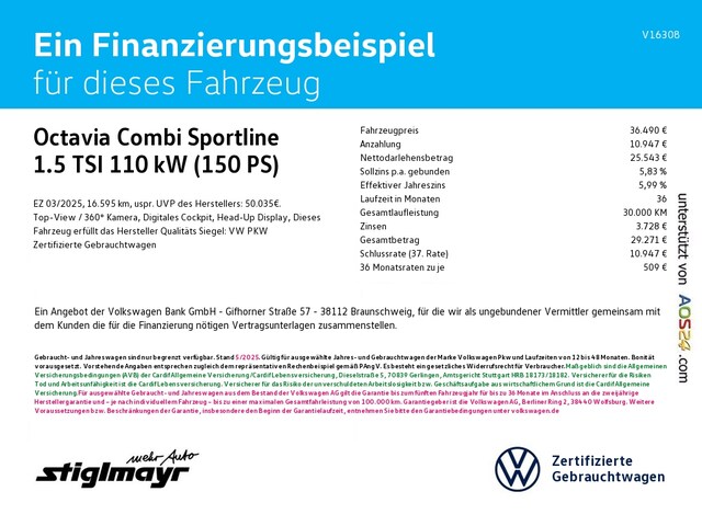 Skoda Octavia 1.5 TSI Combi Sportline