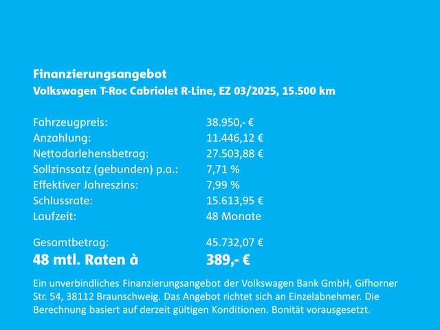 Volkswagen T-Roc Cabriolet DSG R-Line