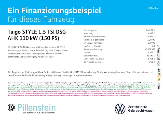 Volkswagen Taigo 1.5 TSI DSG Style